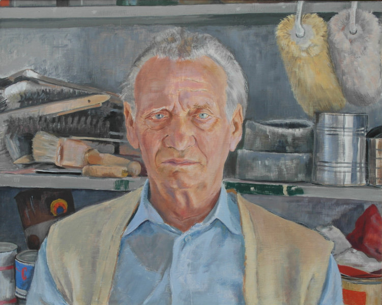 Malermeister,  1985,  Ölfarben auf Hartfaser, 60 x  75 cm