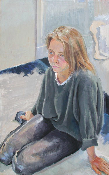 Stefanie sieht fern, 1986, Tempera/Ölfarben auf Hartfaser, 120 x 75 cm