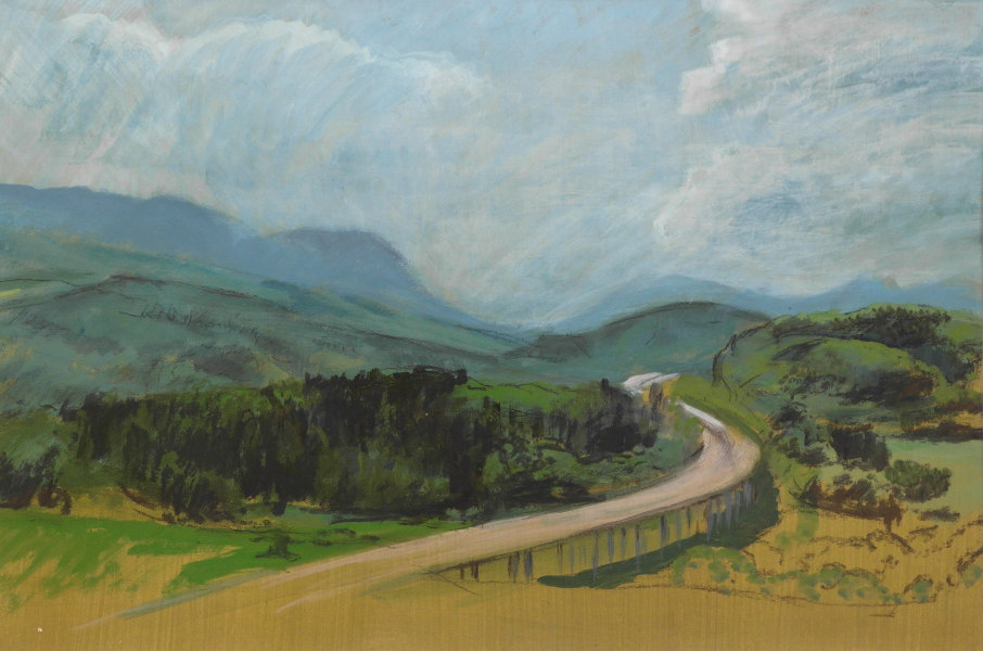 Straße nach Süden, 2000,  Acrylfarben auf Papier, 30 x 44 cm