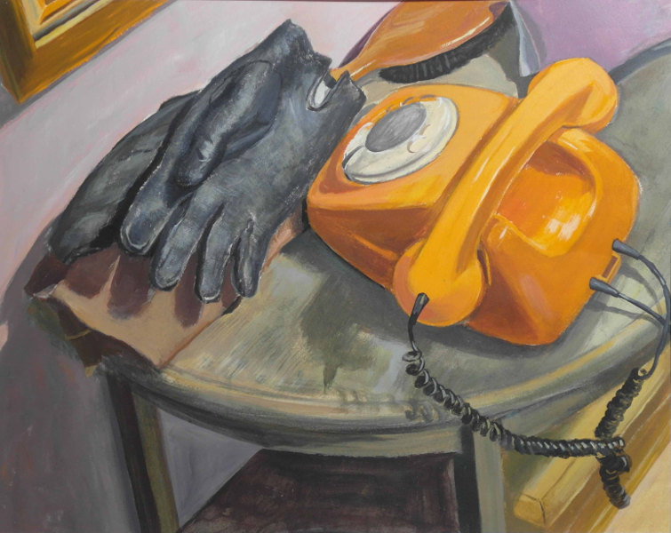 Telefon orange, 1987, Acrylfarben auf Papier, 46 x 58 cm